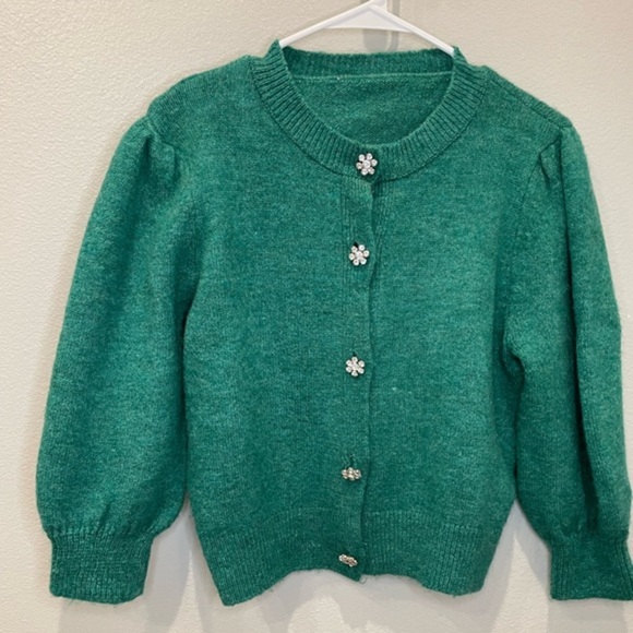 ZARA KNIT CARDIGAN WITH RHINESTONE‎ BUTTONS - Picture 2 of 7